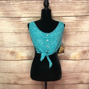 LF Furst of a Kind Polka Dot Button Down Crop Top